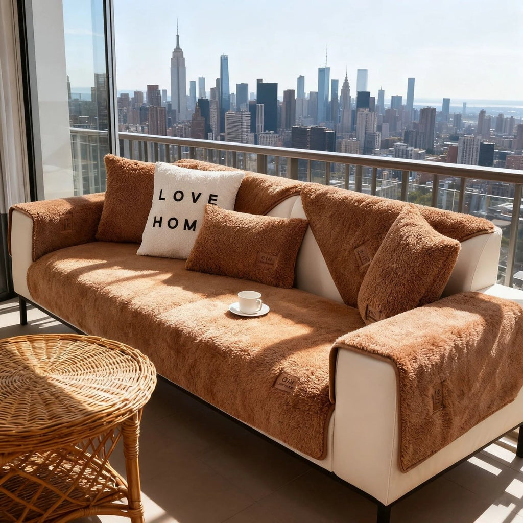 LambLoom Plush Sofa Cover With Lambswool For Warmth And Protection | Temsk