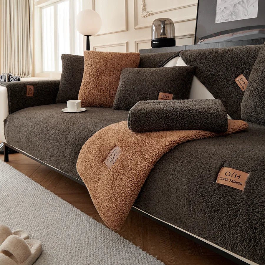 LambLoom Plush Sofa Cover With Lambswool For Warmth And Protection | Temsk