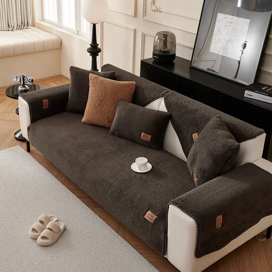 LambLoom Plush Sofa Cover With Lambswool For Warmth And Protection | Temsk
