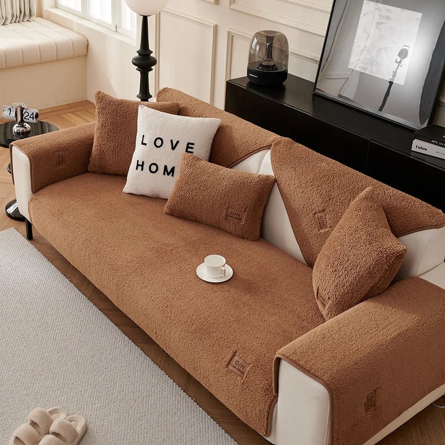 LambLoom Plush Sofa Cover With Lambswool For Warmth And Protection | Temsk