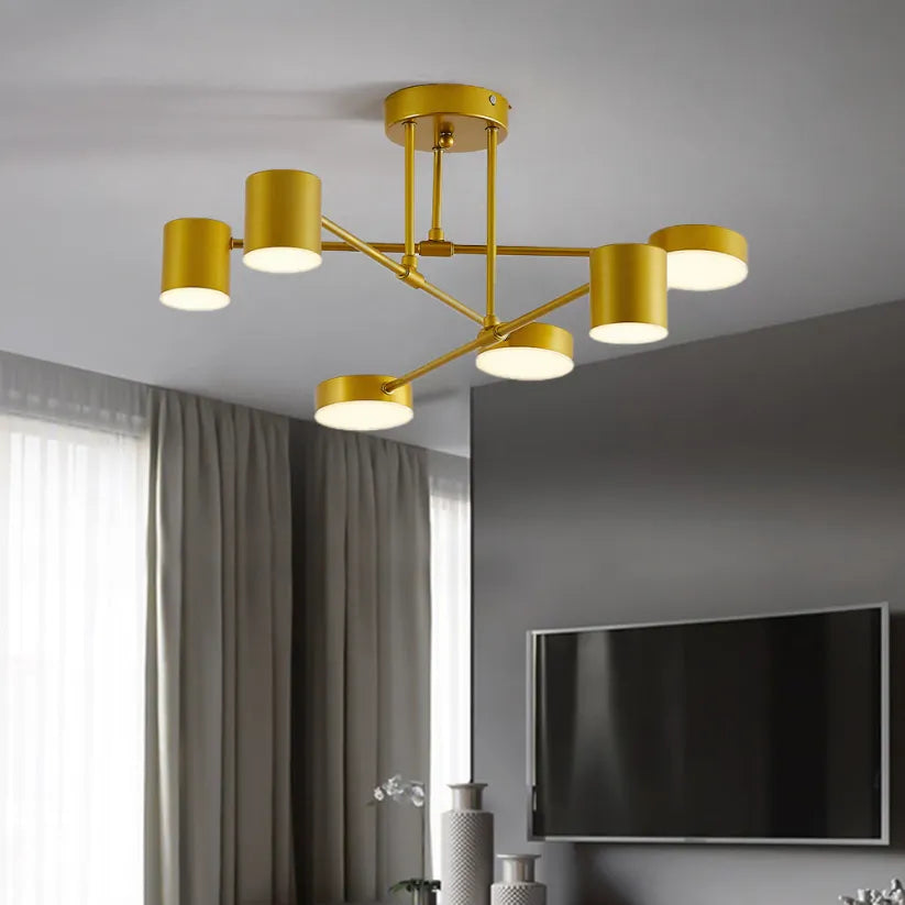 Six Light Adjustable LED Ceiling Lamp Black Modern Design | Temsk