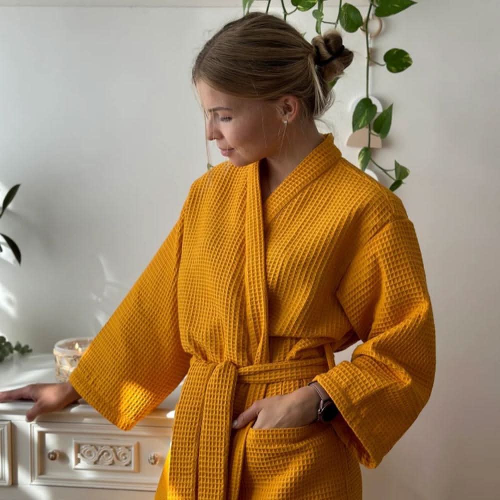 CloudWeave Waffle V-Neck Bathrobe Made From 100 Percent Cotton | Temsk