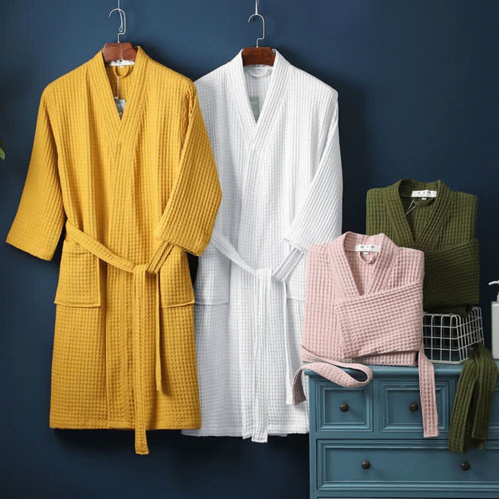 CloudWeave Waffle V-Neck Bathrobe Made From 100 Percent Cotton | Temsk