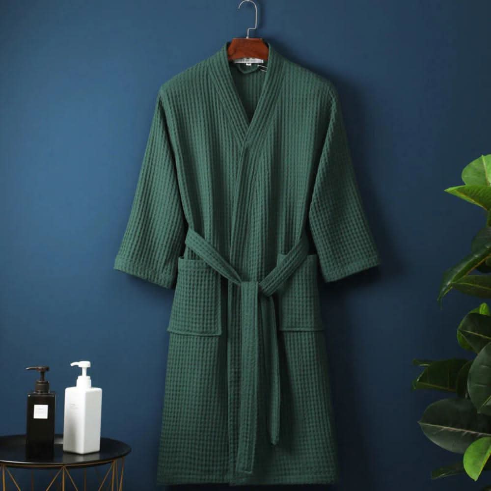 CloudWeave Waffle V-Neck Bathrobe Made From 100 Percent Cotton | Temsk