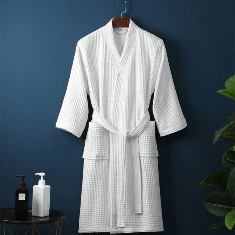 CloudWeave Waffle V-Neck Bathrobe Made From 100 Percent Cotton | Temsk