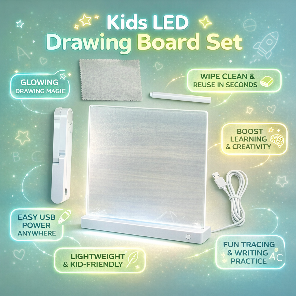 Kinder-Schreibtablet mit LED-Beleuchtung und wiederverwendbarer Oberfläche für Kunst | Temsk