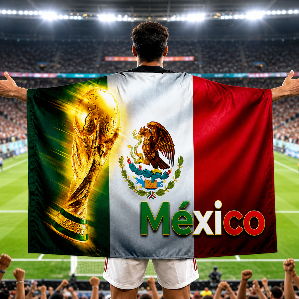 Mexiko-Flagge Fußballumhang Banner für Spieltag, große Flagge | Temsk