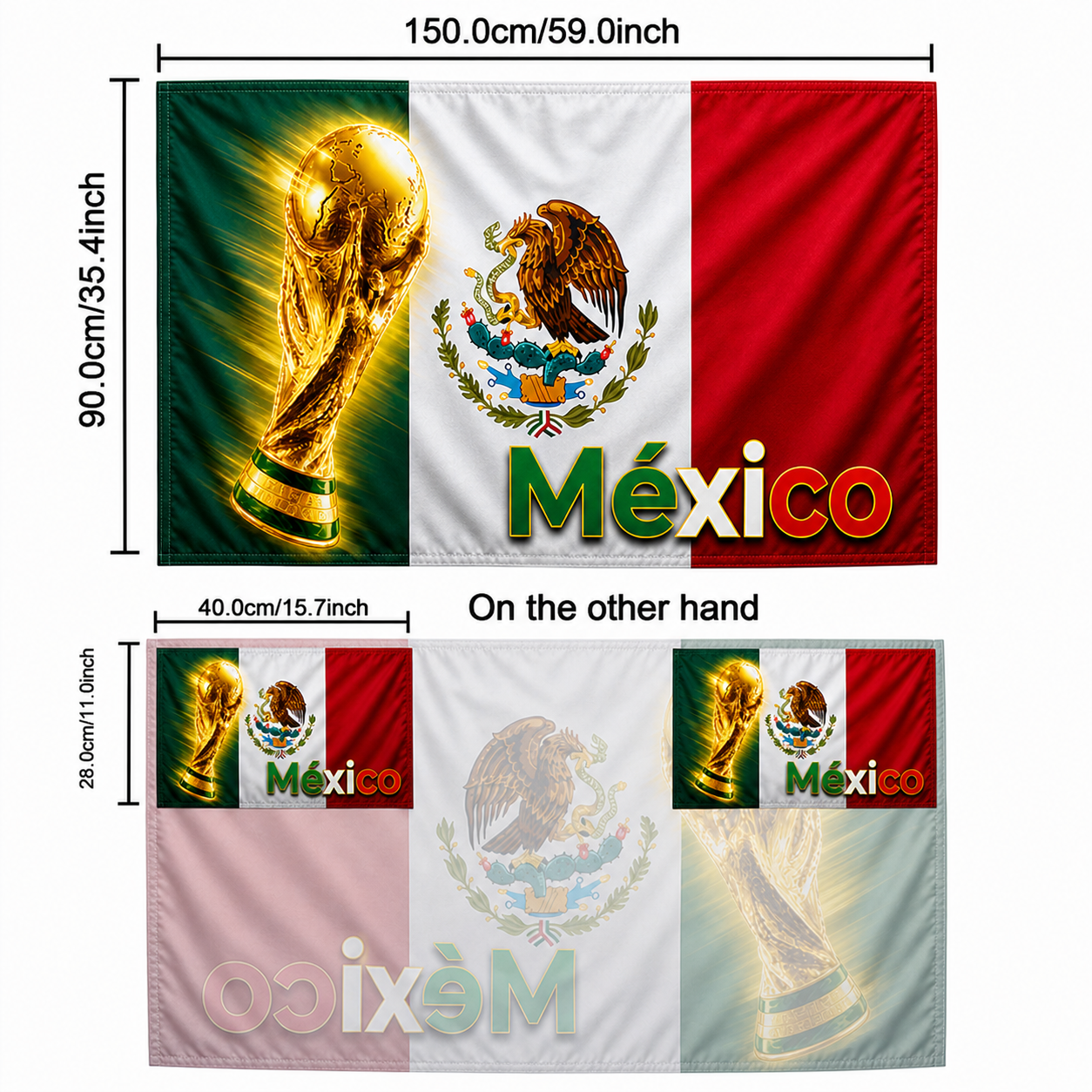 Mexiko-Flagge Fußballumhang Banner für Spieltag, große Flagge | Temsk