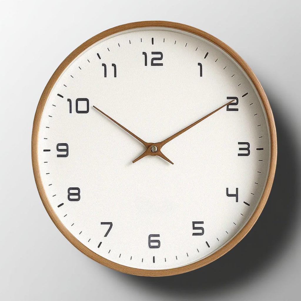 Minimalistische Holzwanduhr mit geräuschlosem Quarzwerk | Temsk