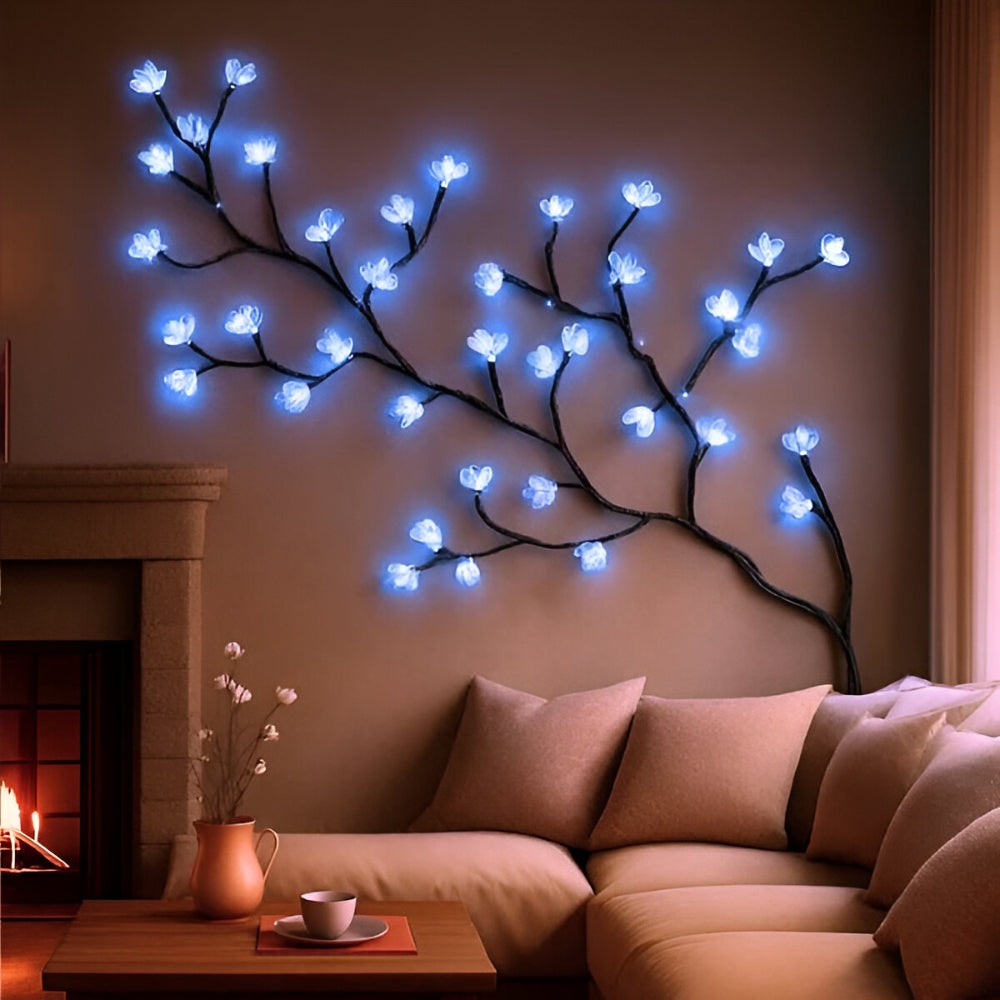 Rustikale LED-Zweige Baum-Wandkunst mit sanfter Umgebungsbeleuchtung | Temsk