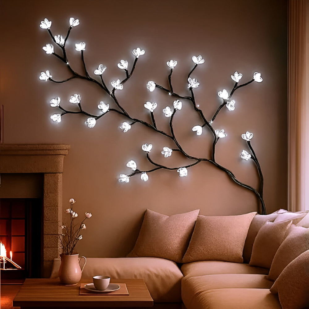 Rustikale LED-Zweige Baum-Wandkunst mit sanfter Umgebungsbeleuchtung | Temsk