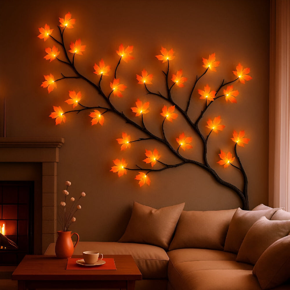 Rustikale LED-Zweige Baum-Wandkunst mit sanfter Umgebungsbeleuchtung | Temsk