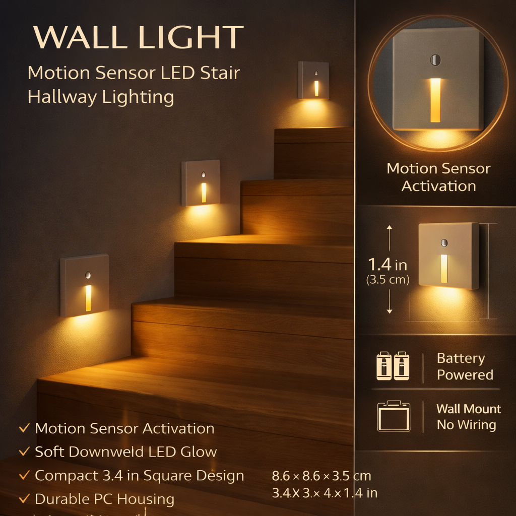 LED-Wandleuchte mit Bewegungssensor für Treppen und Flure | Temsk