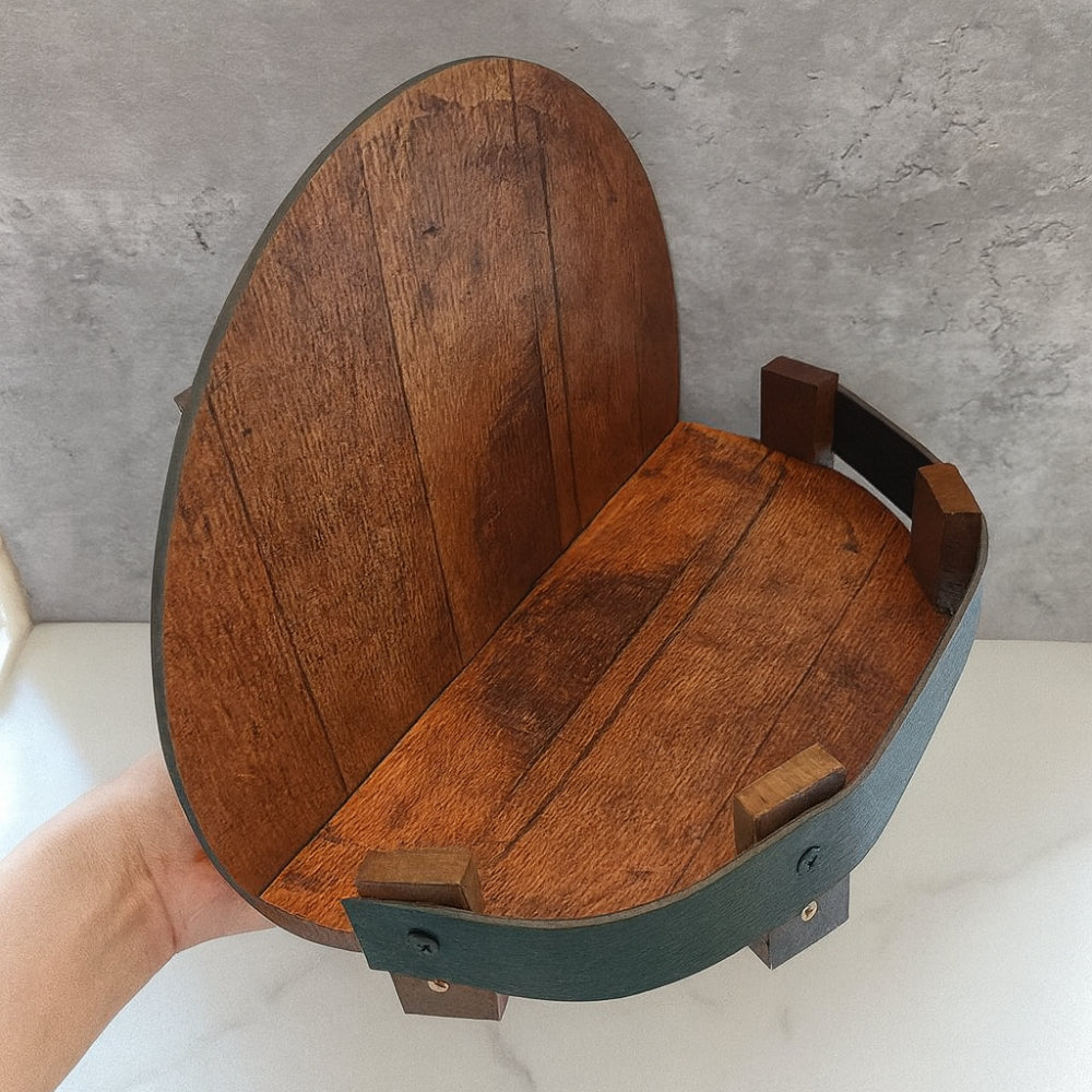 Mensola da Parete a Forma di Barile Circolare in Legno per Bottiglie e Ornamenti | Temsk