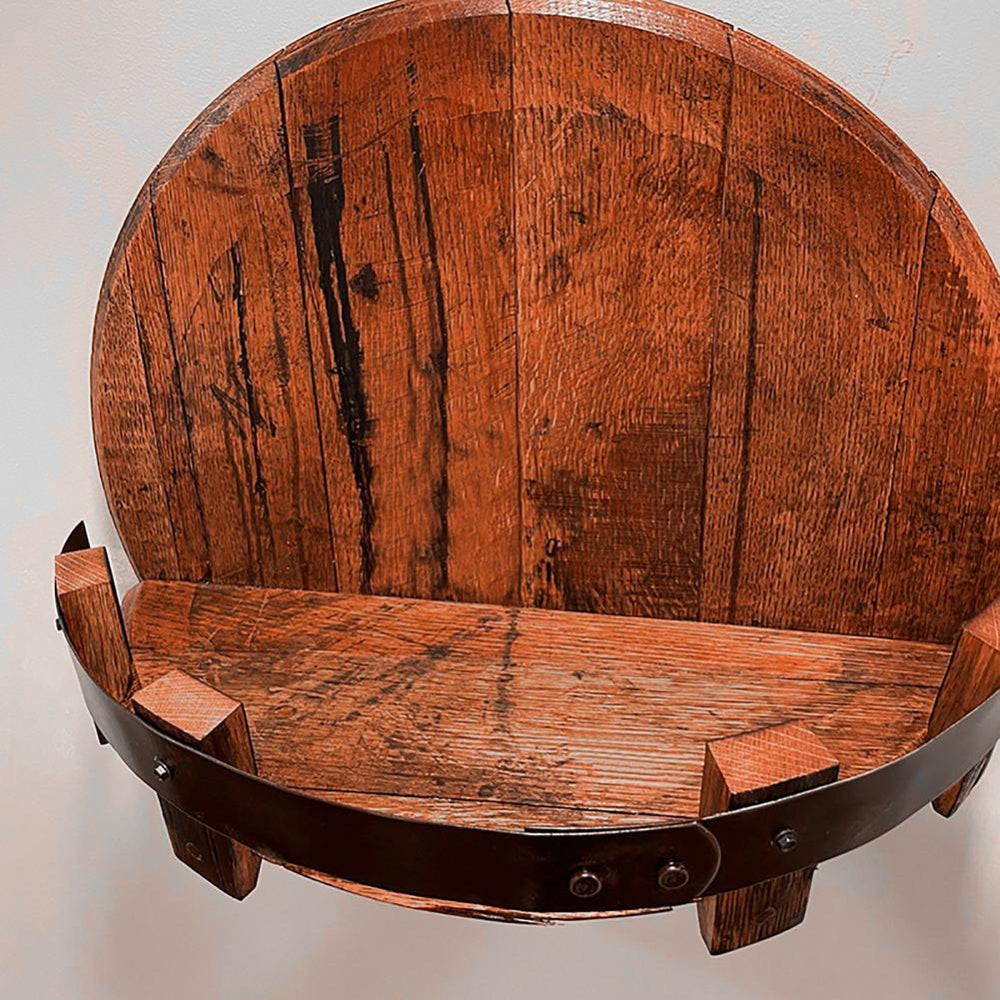 Mensola da Parete a Forma di Barile Circolare in Legno per Bottiglie e Ornamenti | Temsk