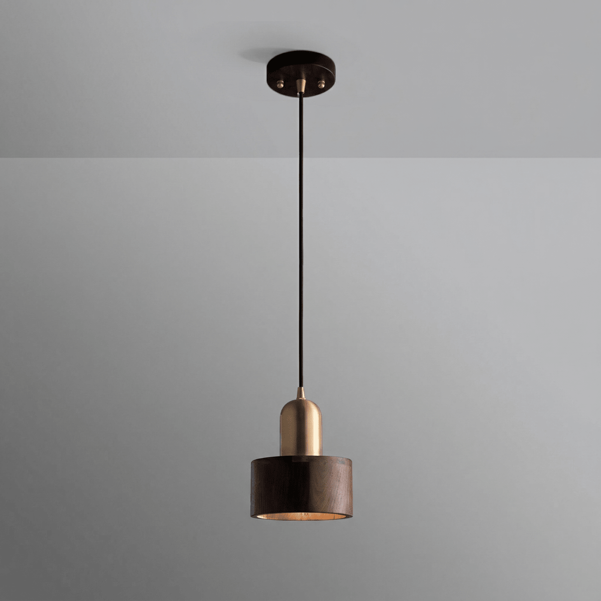 Modern Design Walnut Wood Cylinder Pendant Light, 12-Inch Height | Temsk