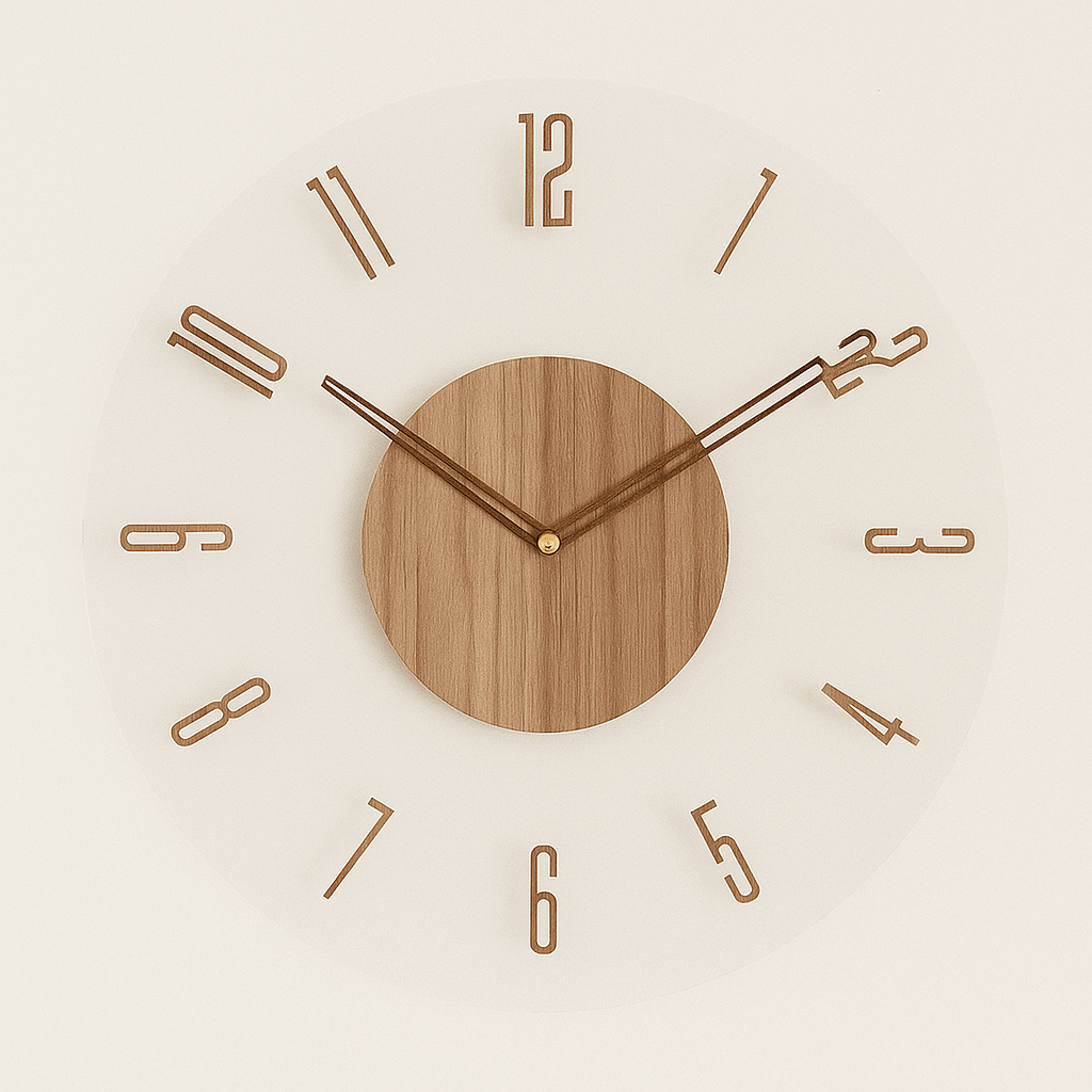 Scandi Quiet ur, lydløs trævægur i minimalistisk design | Temsk