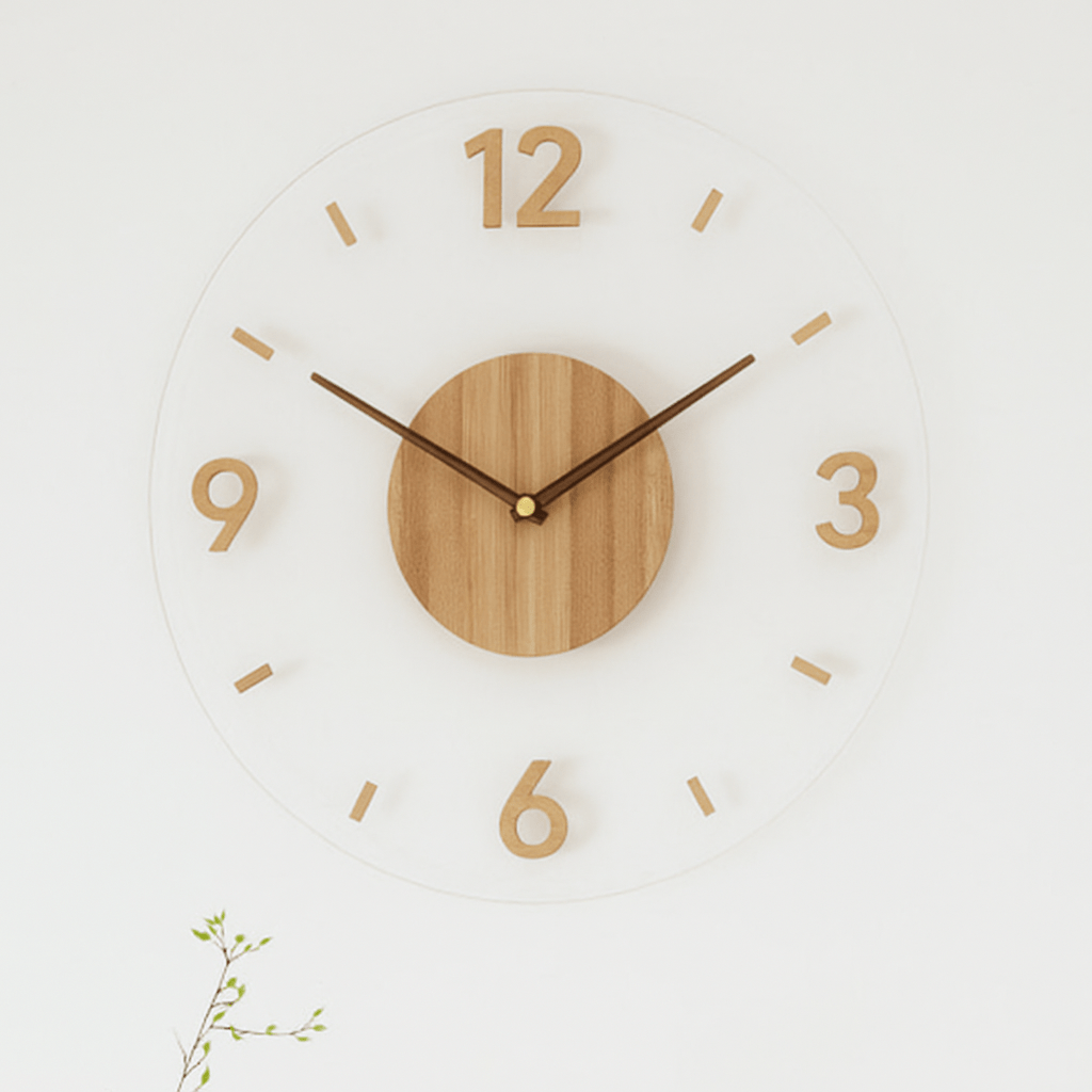 Scandi Quiet ur, lydløs trævægur i minimalistisk design | Temsk