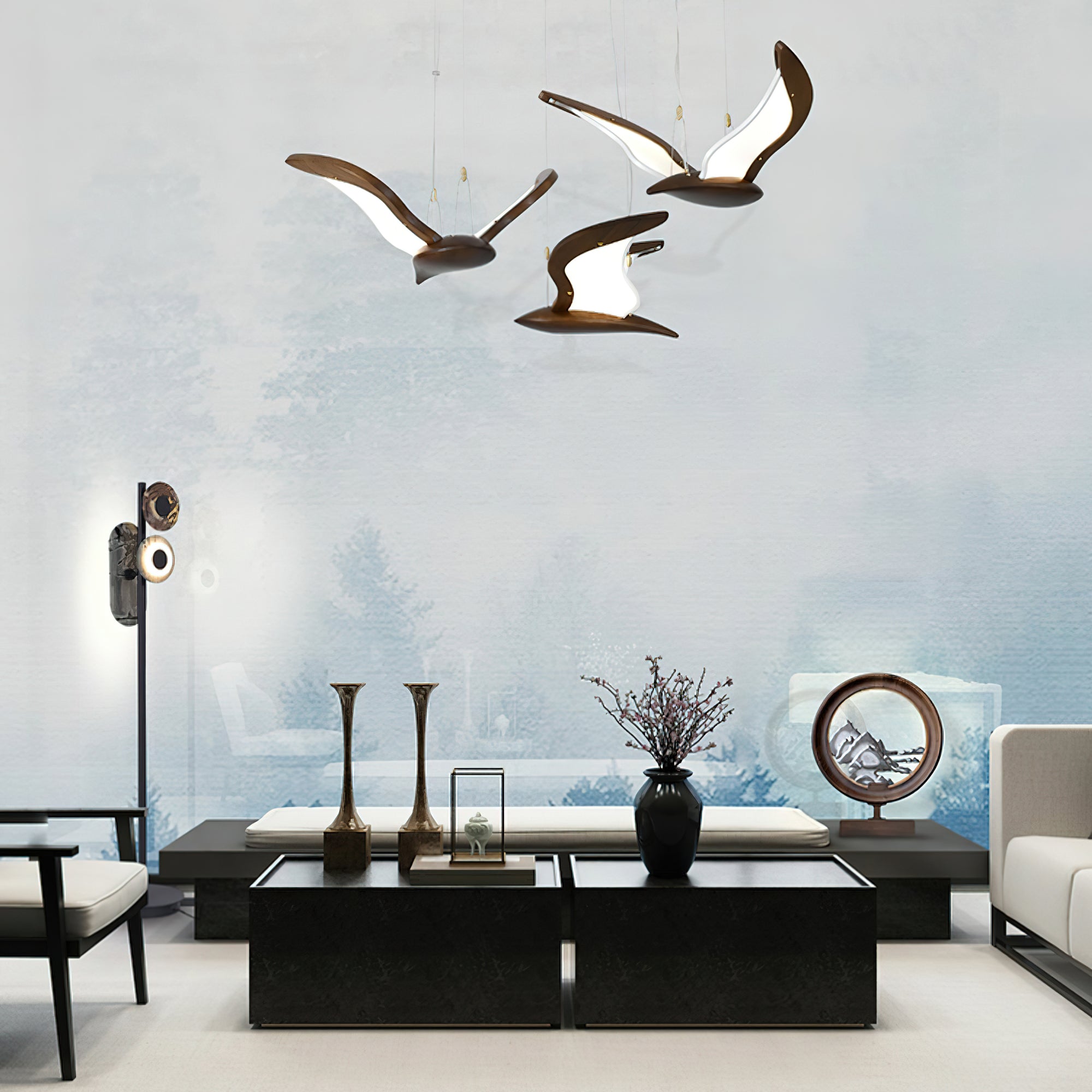Lyrael Glass Chandelier Crafted From Metal Wood And Acrylic | Snurv | Temsk