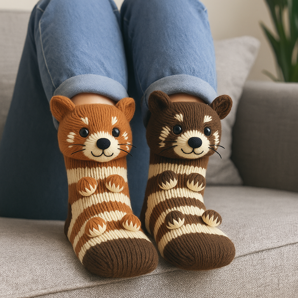Animal 3D House Socks With Non Slip Grip And Warmth | Temsk