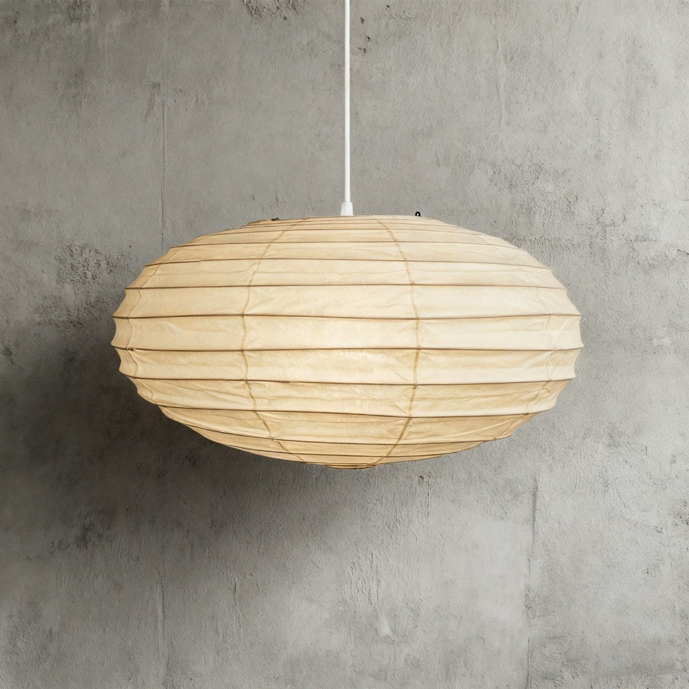 Rice Paper Pendant Light With Soft Oval Shade For Indoor Ceiling | Temsk