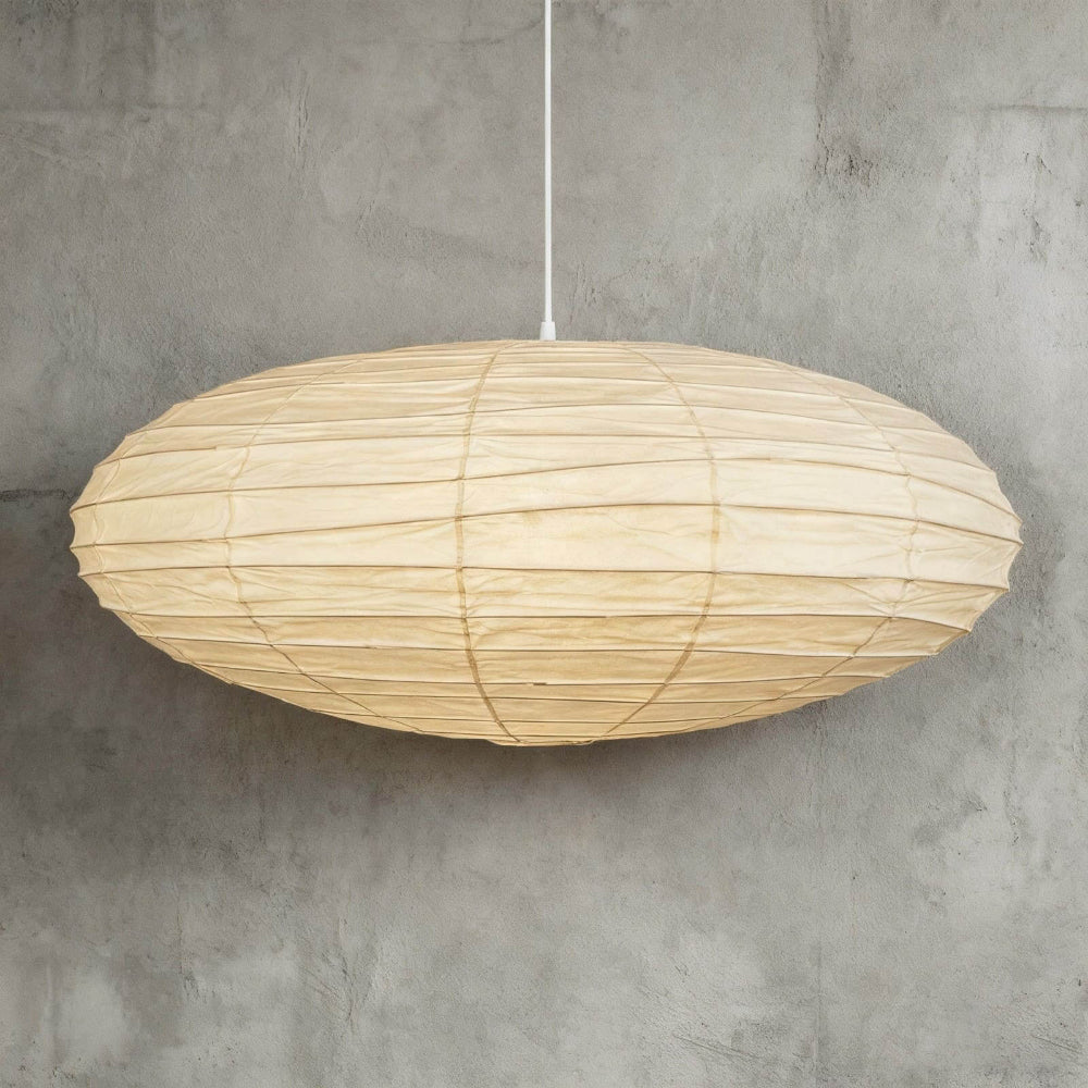 Rice Paper Pendant Light With Soft Oval Shade For Indoor Ceiling | Temsk