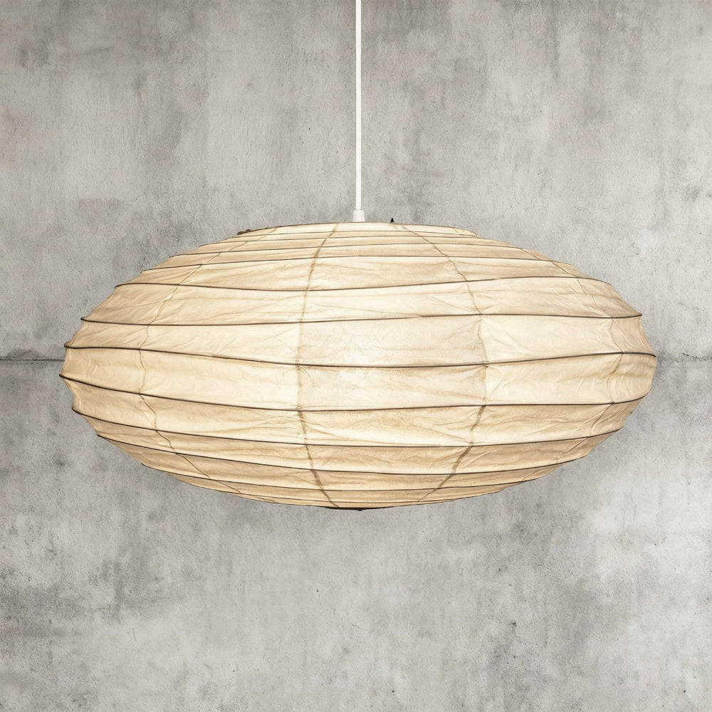 Rice Paper Pendant Light With Soft Oval Shade For Indoor Ceiling | Temsk