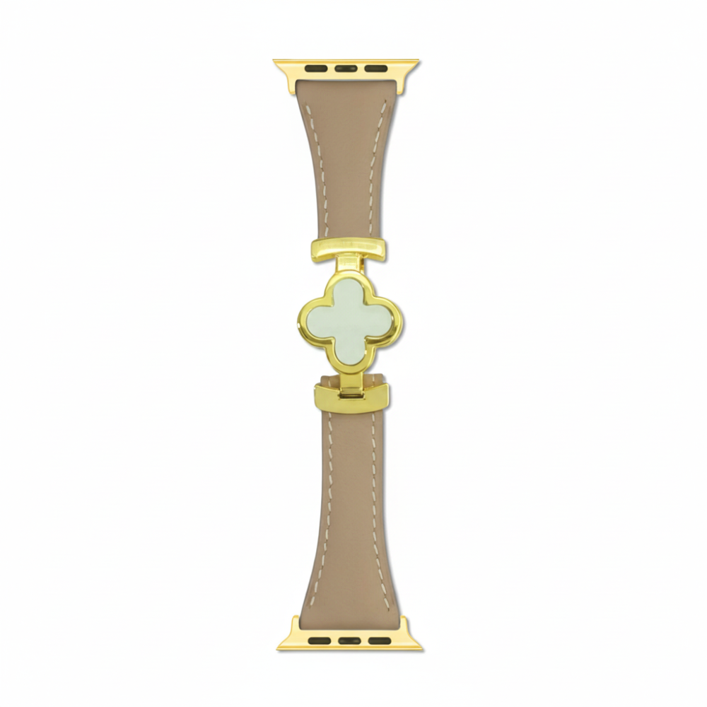 Blumiges Leder-Uhrenarmband für Smartwatch, verstellbarer Ersatzriemen | Temsk