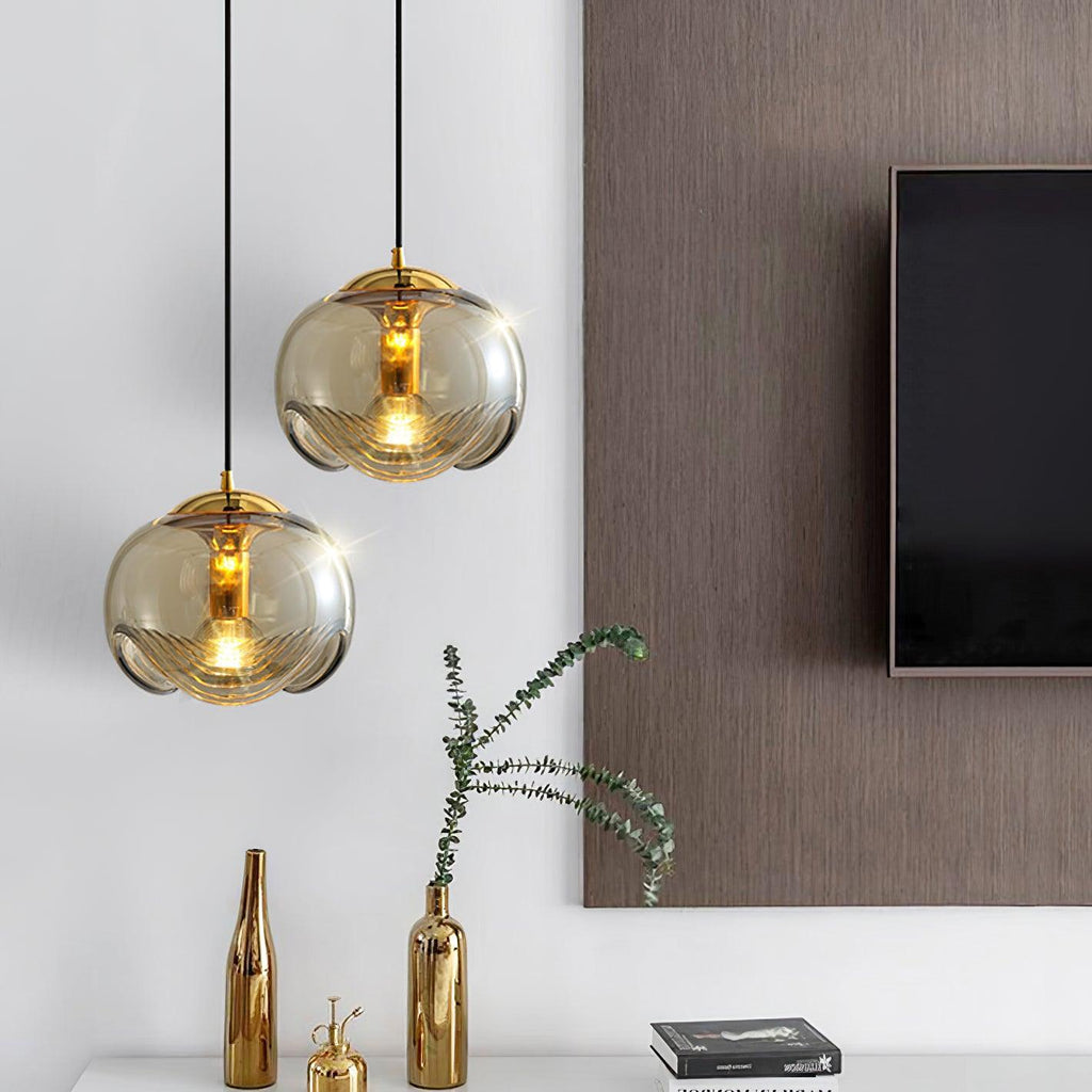 NyraWave Waveform Pendant Light in Iron and Glass Design | Snurv | Temsk