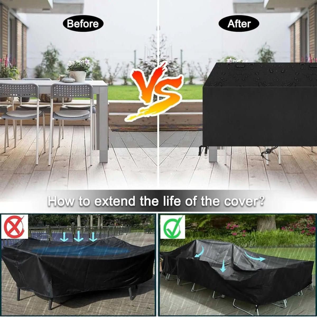 BreezeGuard All-Weather Patio Furniture Covers for Outdoor Lounge and Dining Sets | Temsk