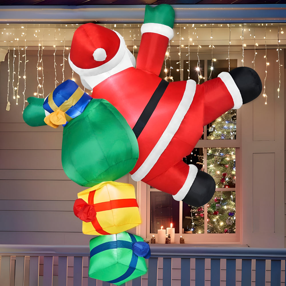 Climbing Santa Inflatable With LED Lights For Outdoor Christmas Decor | Temsk