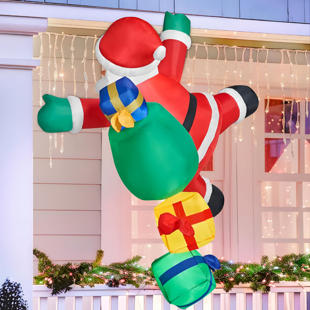 Climbing Santa Inflatable With LED Lights For Outdoor Christmas Decor | Temsk