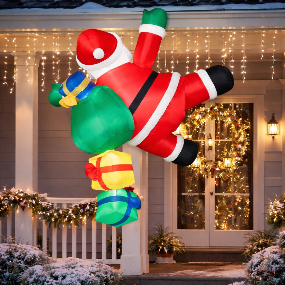 Climbing Santa Inflatable With LED Lights For Outdoor Christmas Decor | Temsk