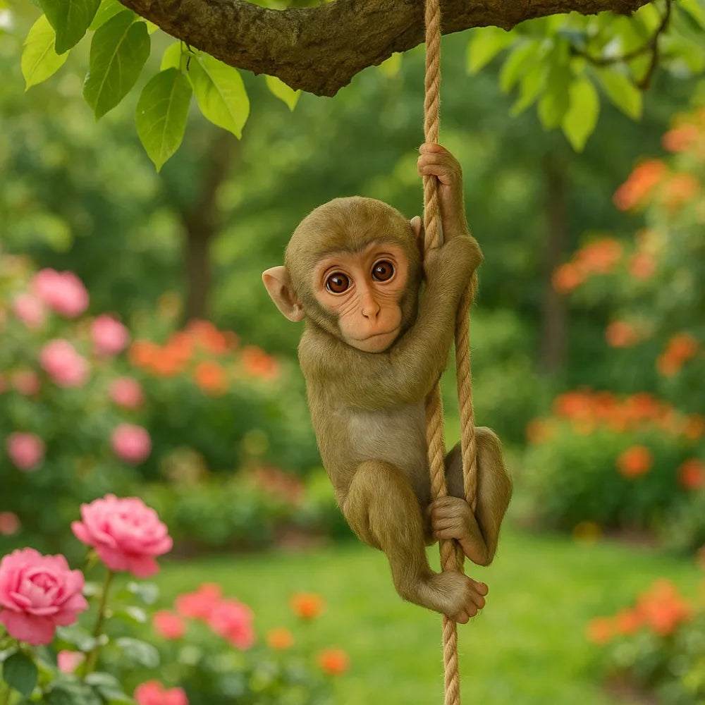 Climbing Monkey Garden Statue For Outdoor Patio Decor | Temsk