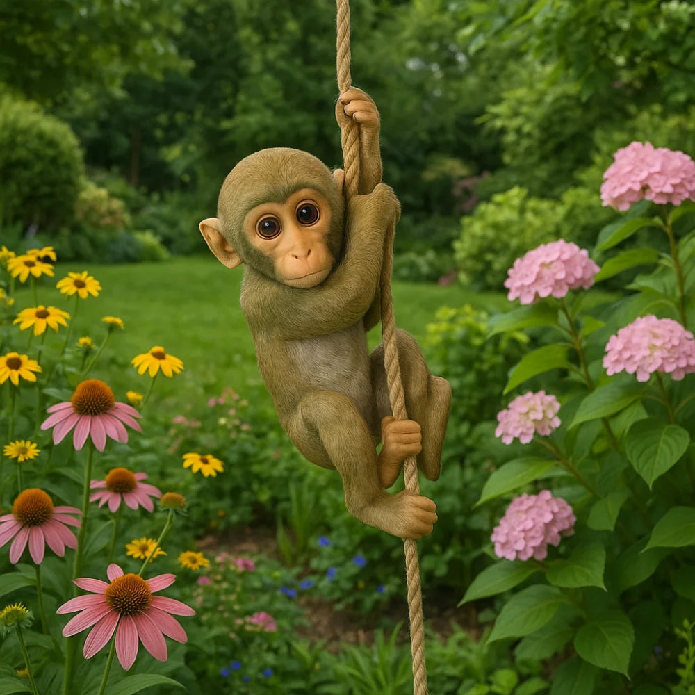 Climbing Monkey Garden Statue For Outdoor Patio Decor | Temsk