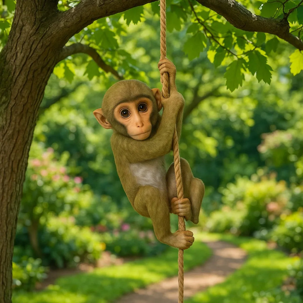 Climbing Monkey Garden Statue For Outdoor Patio Decor | Temsk