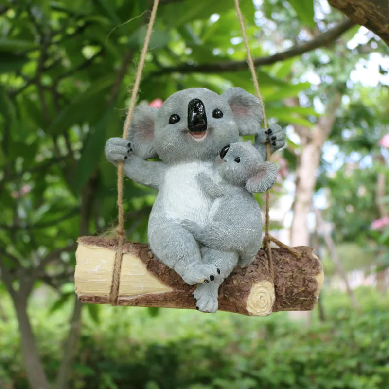 Koala Garden Swing Figurine for Enchanted Outdoor Decor | Temsk