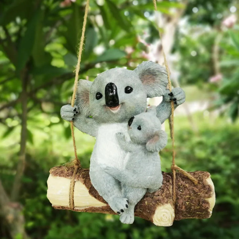 Koala Garden Swing Figurine for Enchanted Outdoor Decor | Temsk