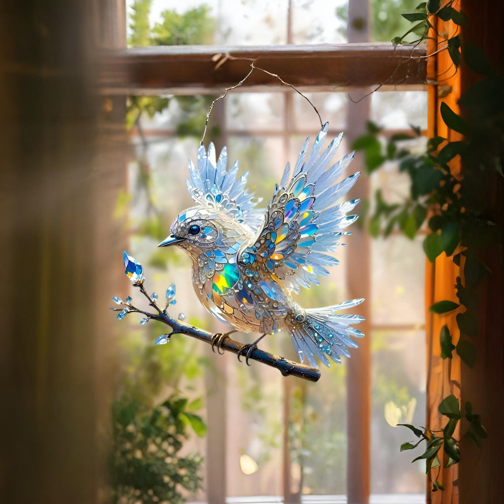 Bluebird Fenster-Sonnenfänger mit Buntglas-Acryl-Hängedekor | Temsk