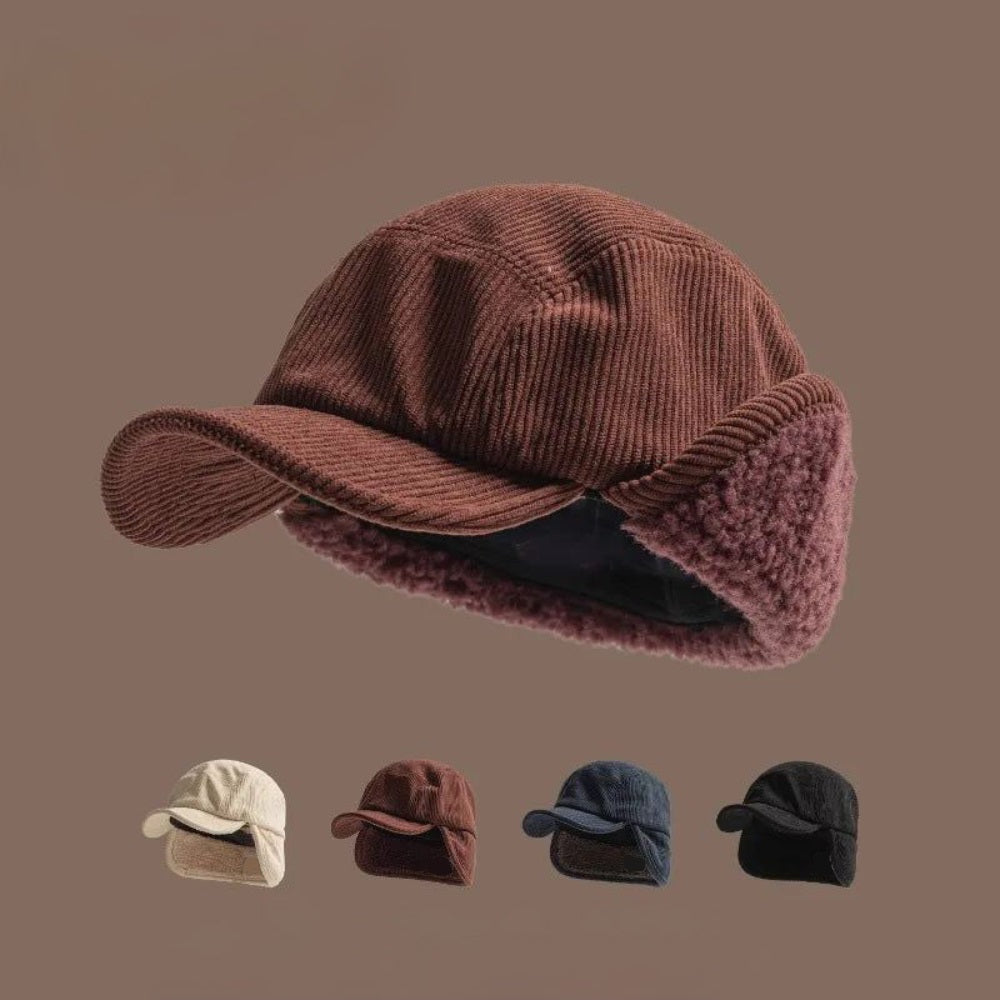 Unisex Wintermütze mit Ohrenklappen, geripptem Strick außen und Fleece-Futter | Temsk