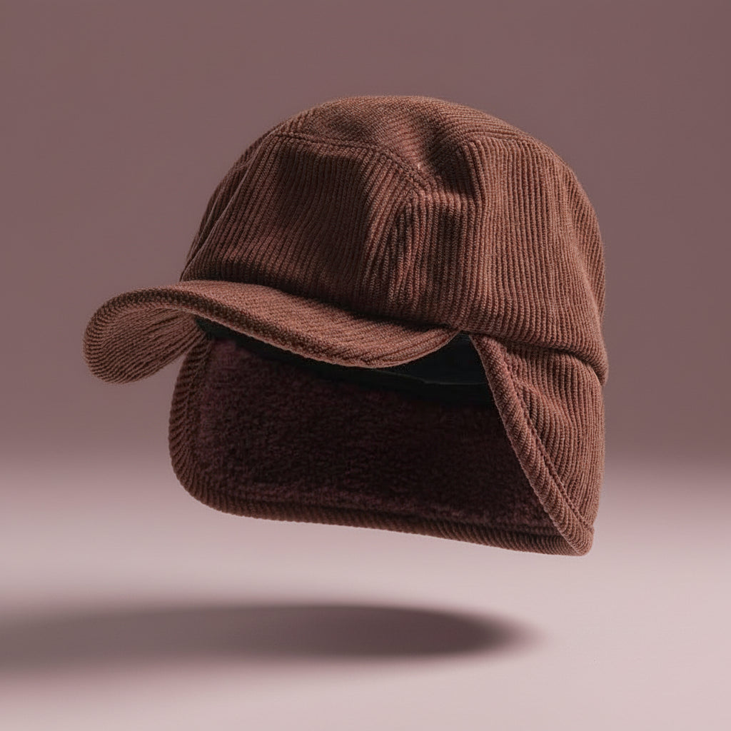 Unisex Wintermütze mit Ohrenklappen, geripptem Strick außen und Fleece-Futter | Temsk
