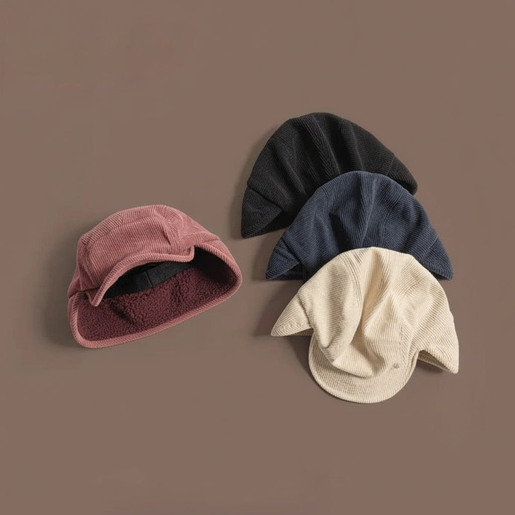 Unisex Wintermütze mit Ohrenklappen, geripptem Strick außen und Fleece-Futter | Temsk