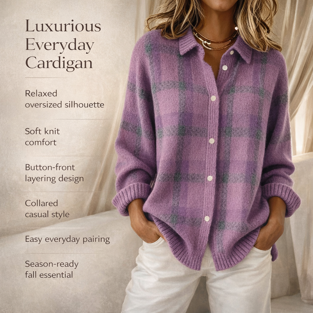 Damen-Übergröße Cardigan mit Knopfleiste und langen Ärmeln | Temsk