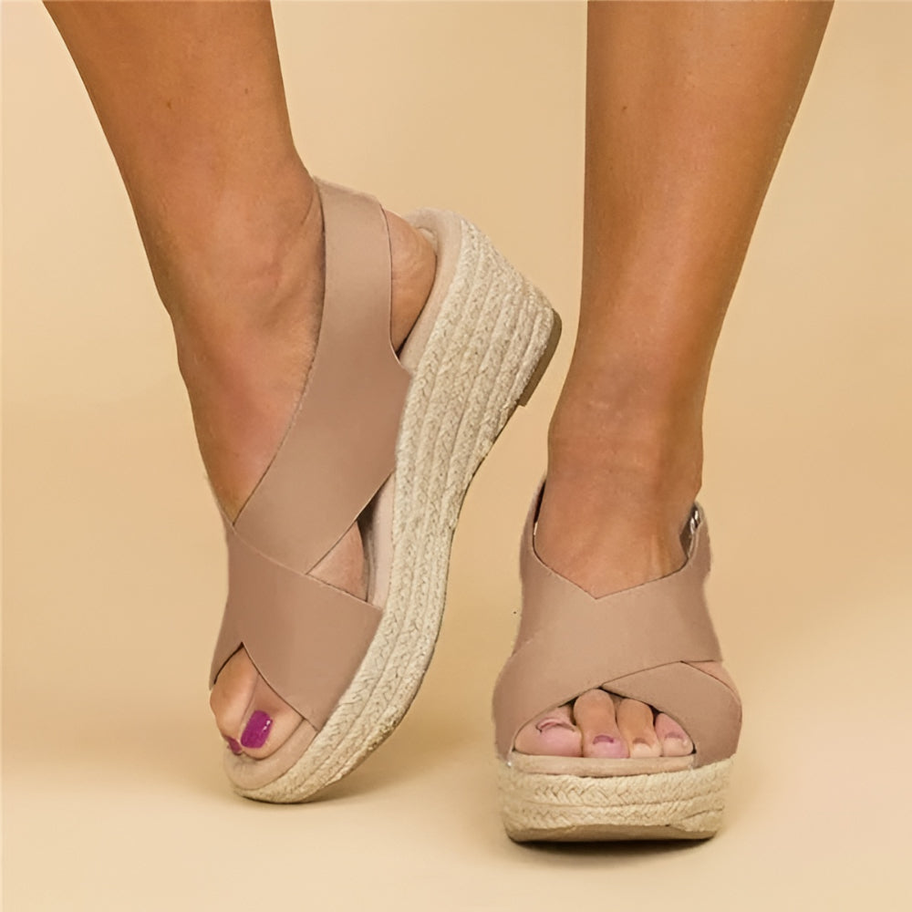 Knöchelhohe Espadrille-Keilabsatz-Sandalen für Damen mit Knöchelriemen | Temsk