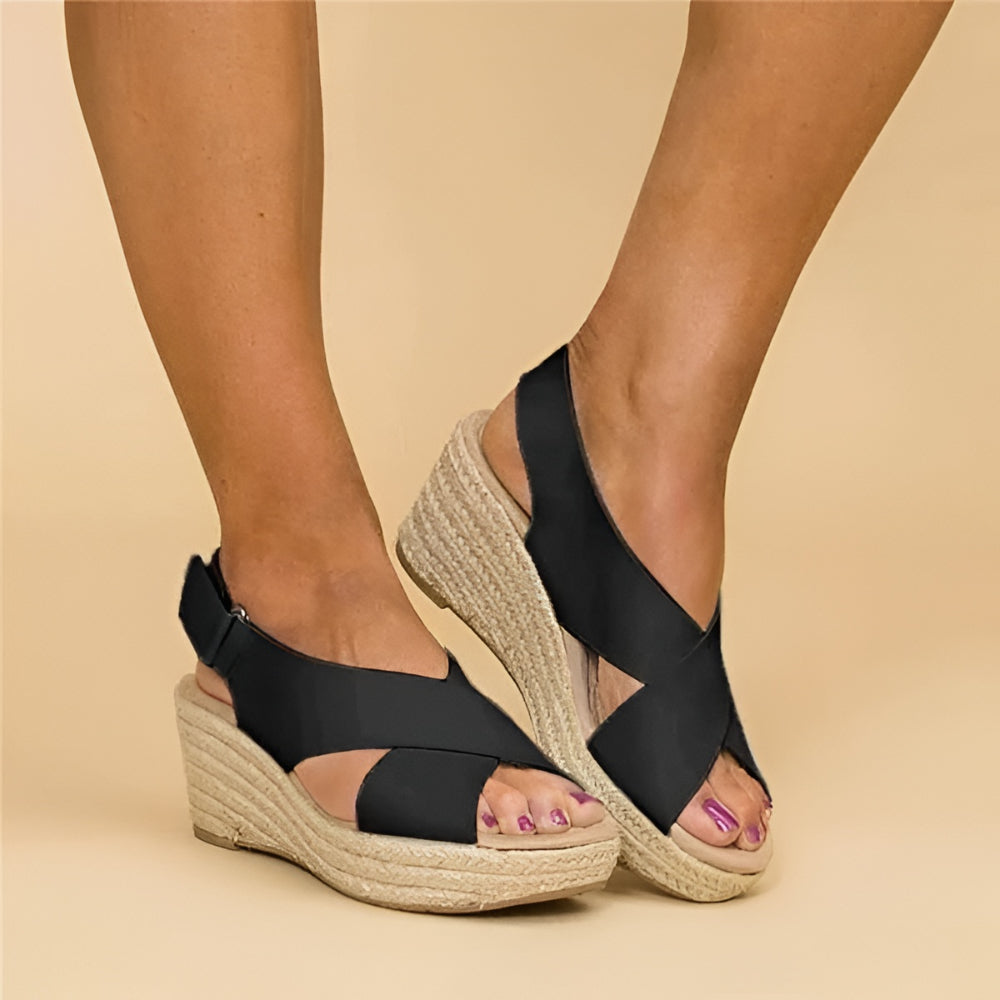 Knöchelhohe Espadrille-Keilabsatz-Sandalen für Damen mit Knöchelriemen | Temsk