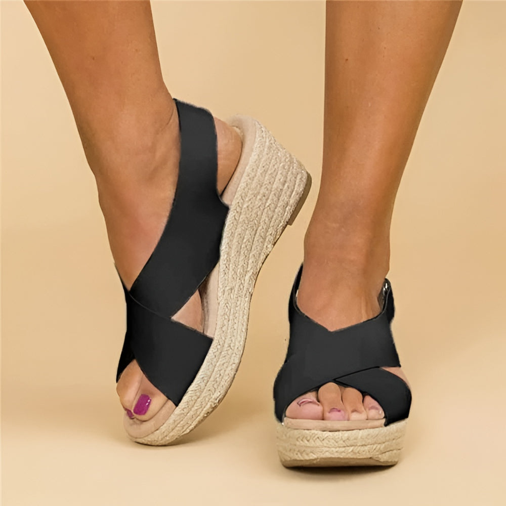 Knöchelhohe Espadrille-Keilabsatz-Sandalen für Damen mit Knöchelriemen | Temsk
