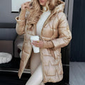 Damen-Steppjacke mit Kapuze und wattiertem Wintermantel-Look | Temsk
