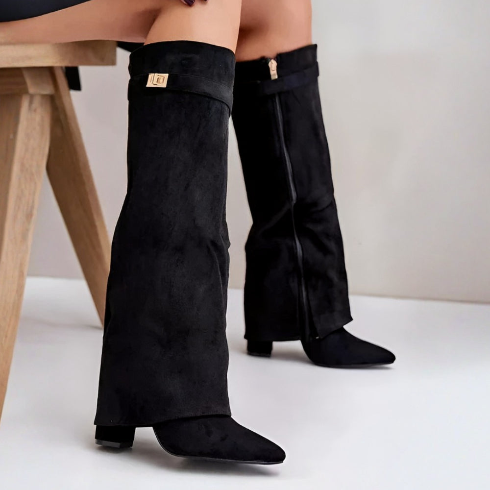Spitz zulaufende knielange Stiefel für Damen für den Alltagsstil | Temsk