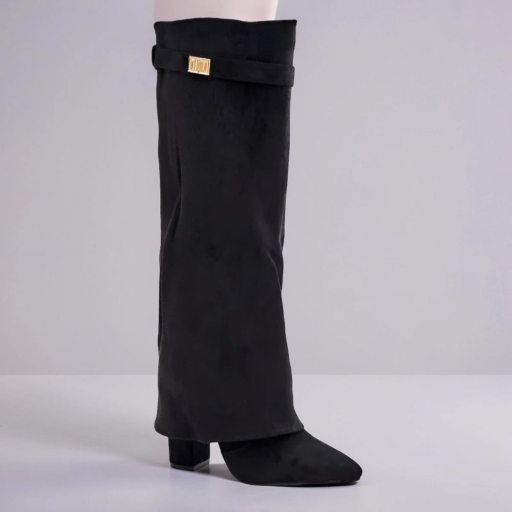 Spitz zulaufende knielange Stiefel für Damen für den Alltagsstil | Temsk