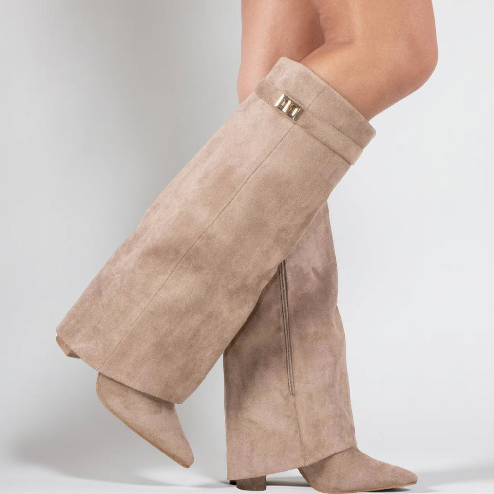 Spitz zulaufende knielange Stiefel für Damen für den Alltagsstil | Temsk